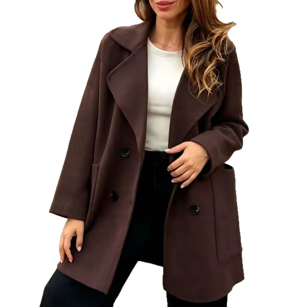 Loose-fitting Double-breasted Wool Coat by Ricaloux