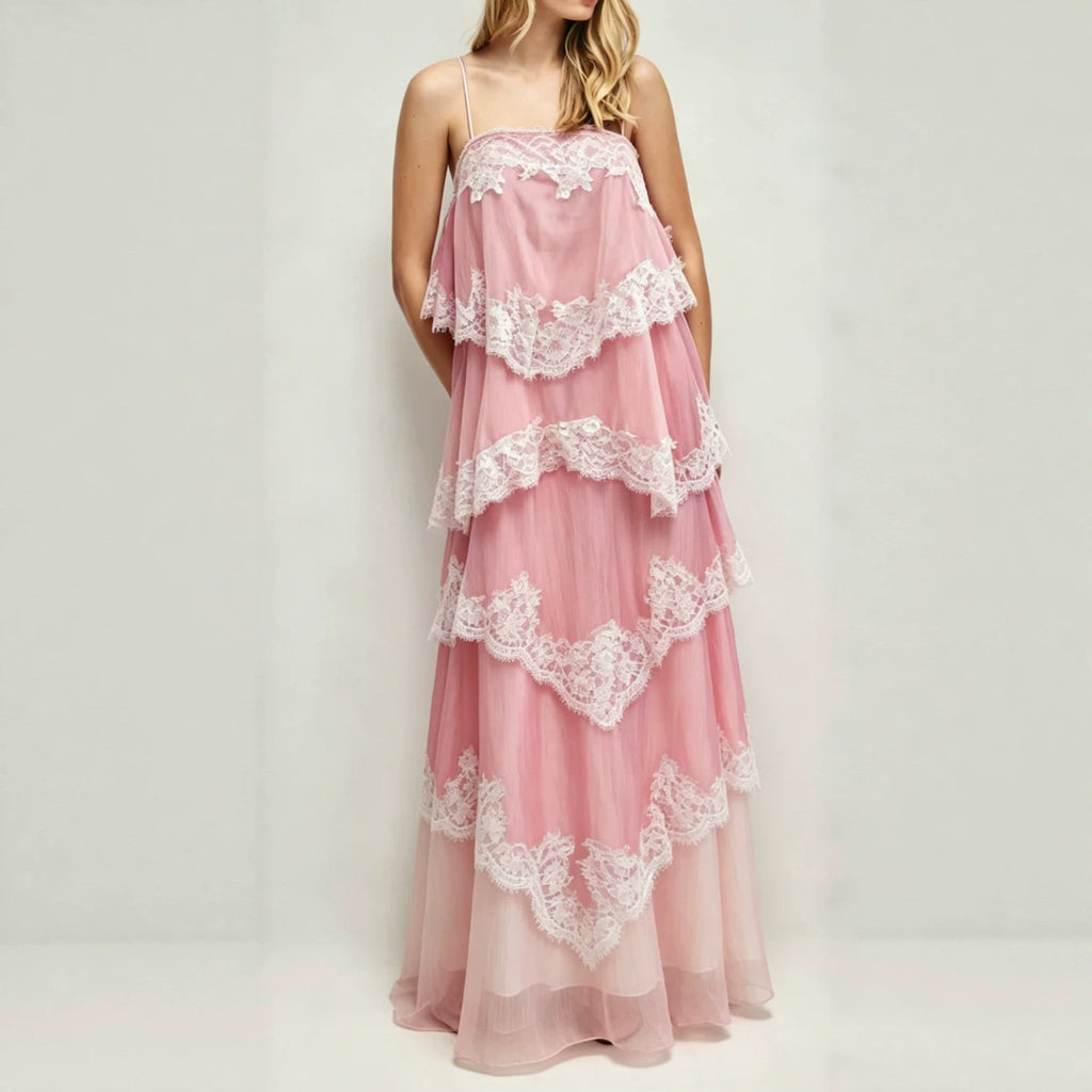 Women's Vintage Lace Ombre Strap Maxi Dress – Premium 0 | RICALOUX