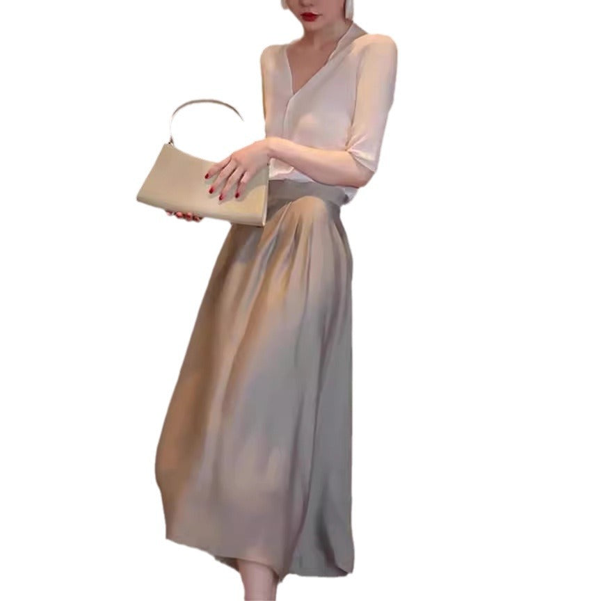 Womens Knitted Top And Skirt Two-piece Set by Ricaloux