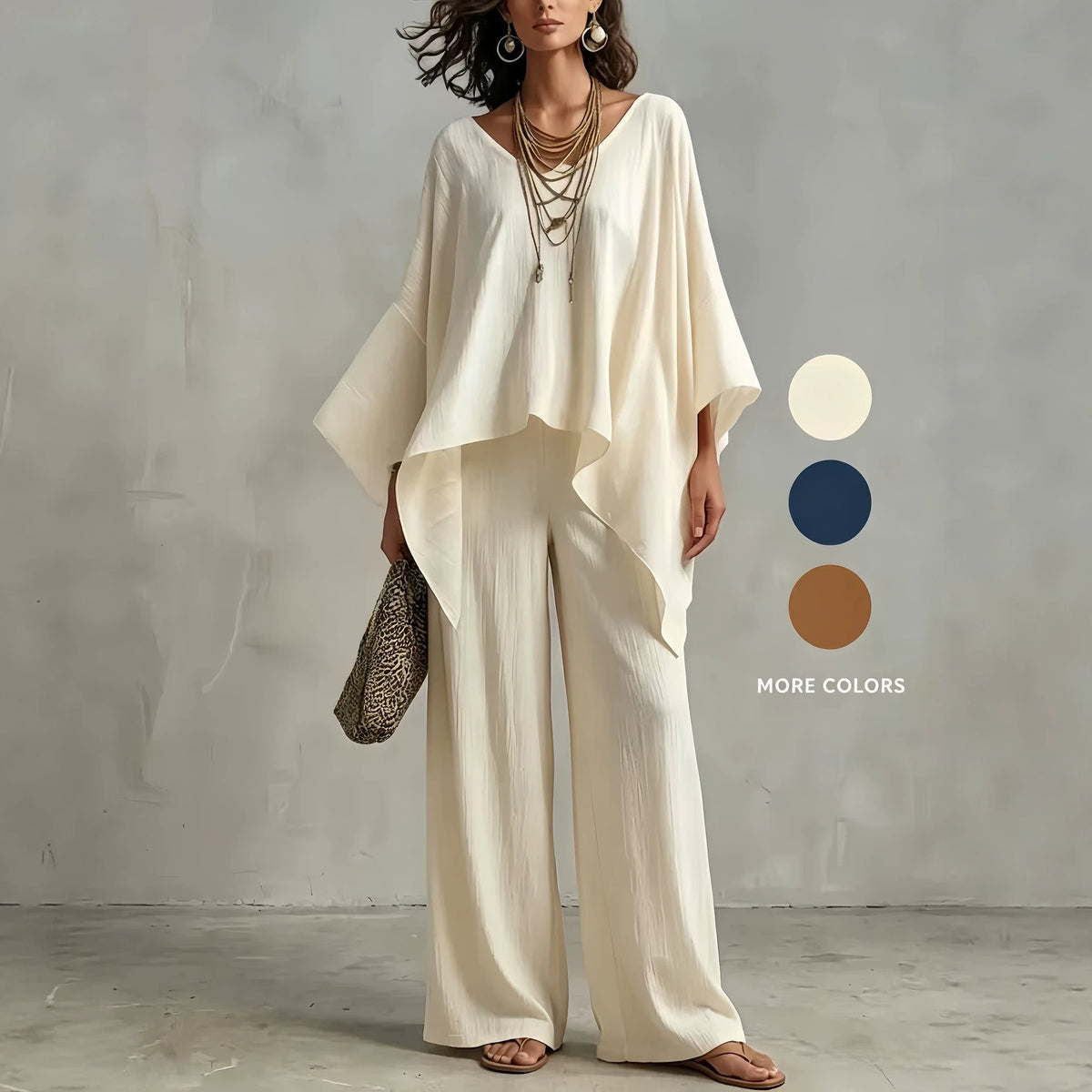 Women's Irregular Hem Wide-leg Pants Set by Ricaloux