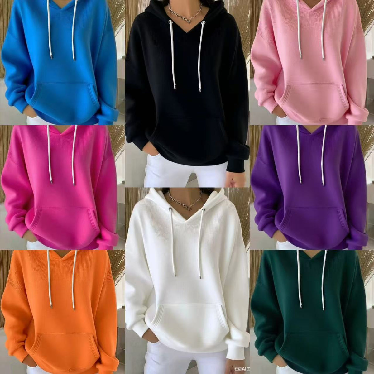 Casual Solid-color Trendy Hoodie With Drawstring Long-sleeve Hooded Sweatshirt – Premium 0 | RICALOUX