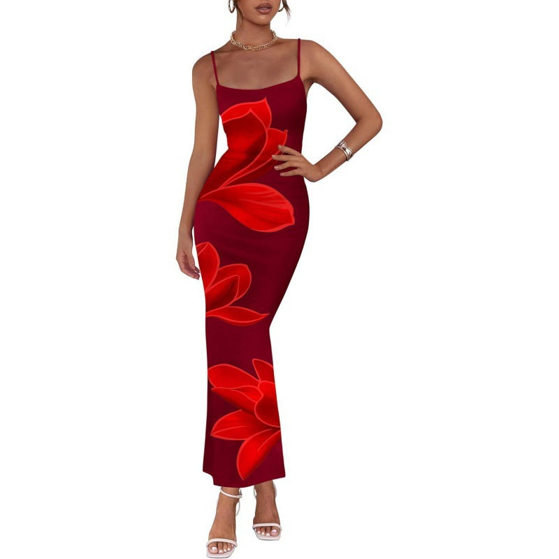 Bodycon Printed Strap Dress European And American Style by Ricaloux