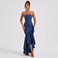 European And American Cross-border Summer Women's Elegant Strapless Slit Fashionable Fitted Revealing Backpack Hip Dress Cocktail Dress by Ricaloux