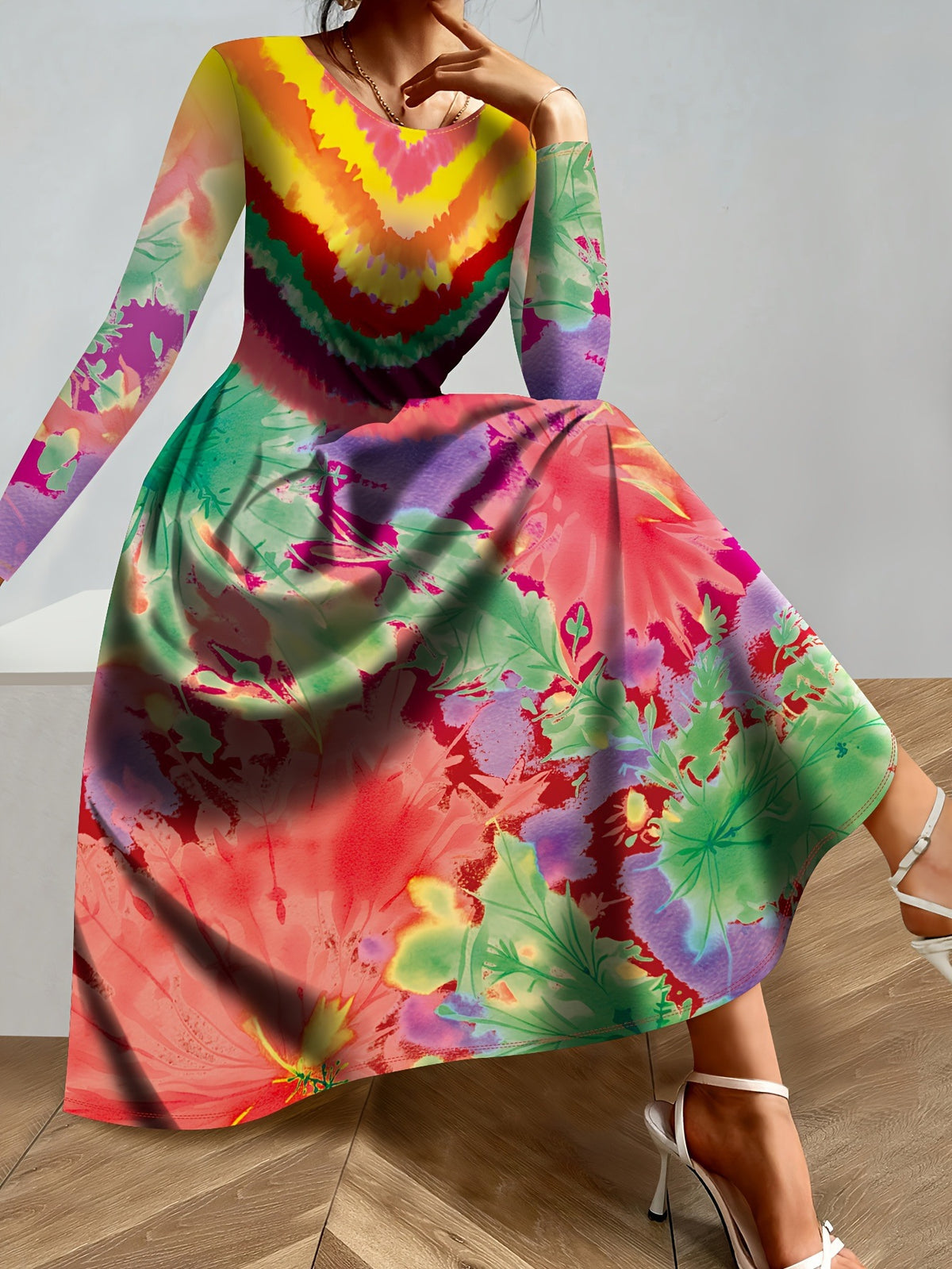 Printed Elegant Long Dress For Parties – Premium 0 | RICALOUX