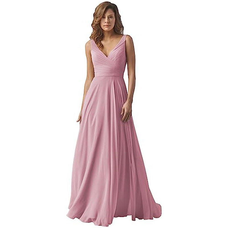 Women's V-neck Slim-fit Chiffon Dress – Premium 0 | RICALOUX