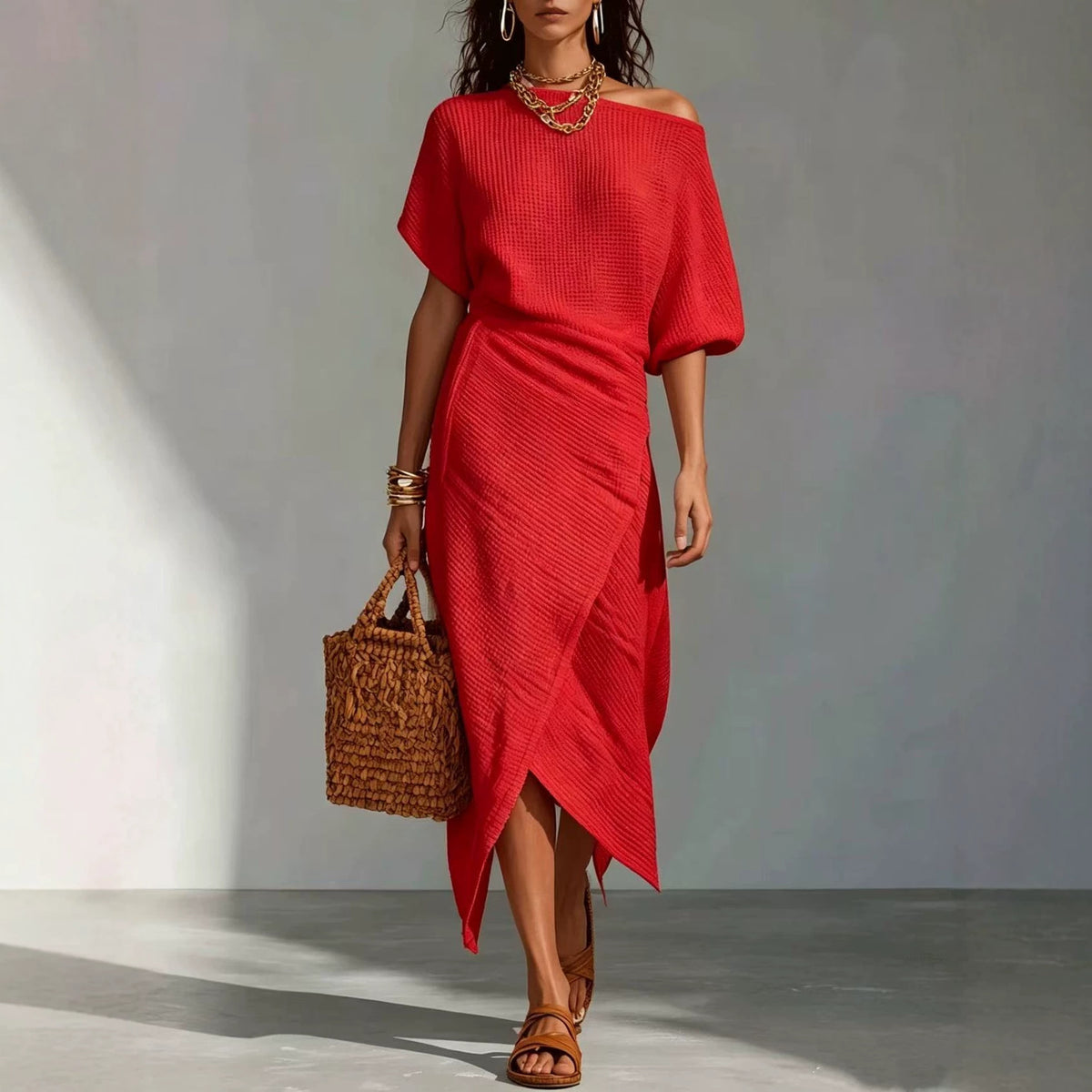 Women's Casual Solid Color Slit Irregular Dress – Premium 0 | RICALOUX