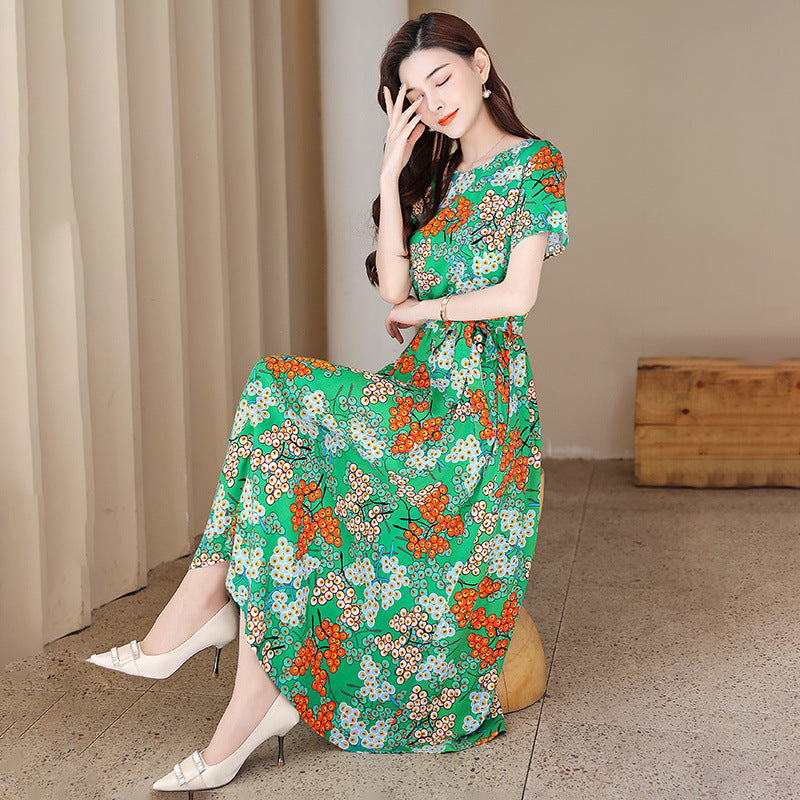 New Elegant Cotton Silk Dress For Middle Aged And Senior Women by Ricaloux