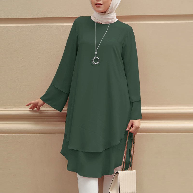 Womens Holiday Party Solid-Color Shirt Long Dress Top – Premium 0 | RICALOUX