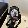 Halloween Graffiti Phone Bag Girls Funny Cartoon Pumpkin Ghost Bat Print Crossbody Bag For Women Mini Personality Creative Shoulder Bags - RICALOUX