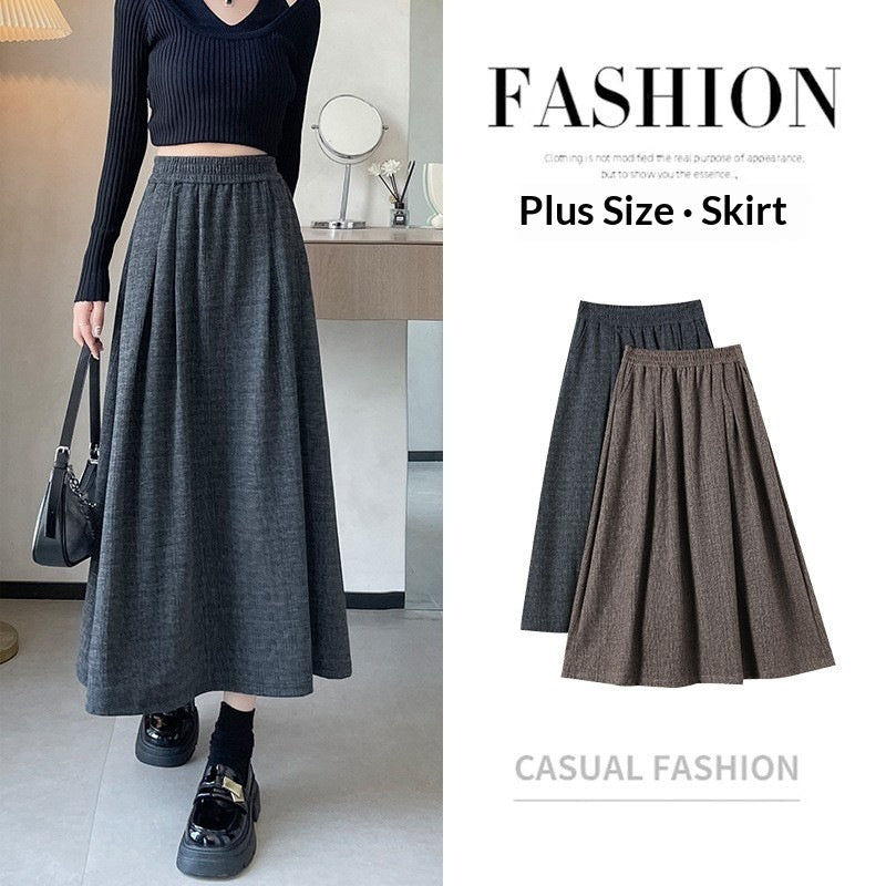 Elastic-waist Skirt Figure-flattering Mid-length Draped Skirt For Plus-size Women – Premium 0 | RICALOUX