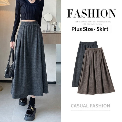 Elastic-waist Skirt Figure-flattering Mid-length Draped Skirt For Plus-size Women – Premium 0 | RICALOUX