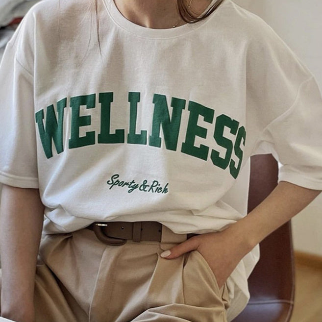 Wellness Sporty&Rich Creativity Letter Female Cotton Tee Clo by Ricaloux