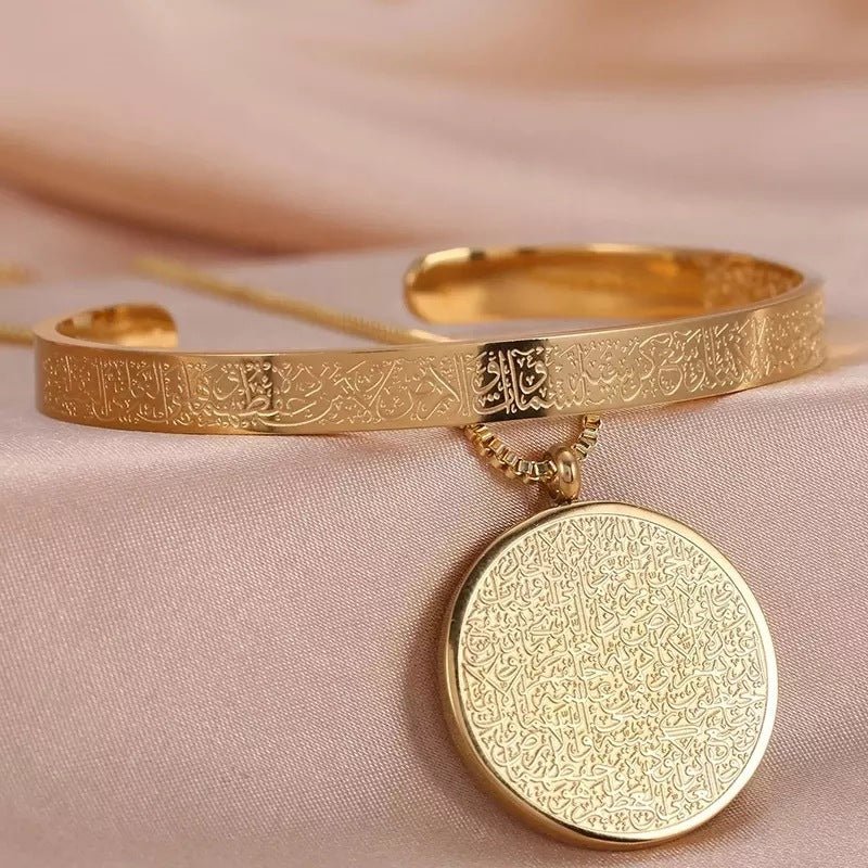 Stainless Steel Arabic Disc Necklace Bracelet - RICALOUX