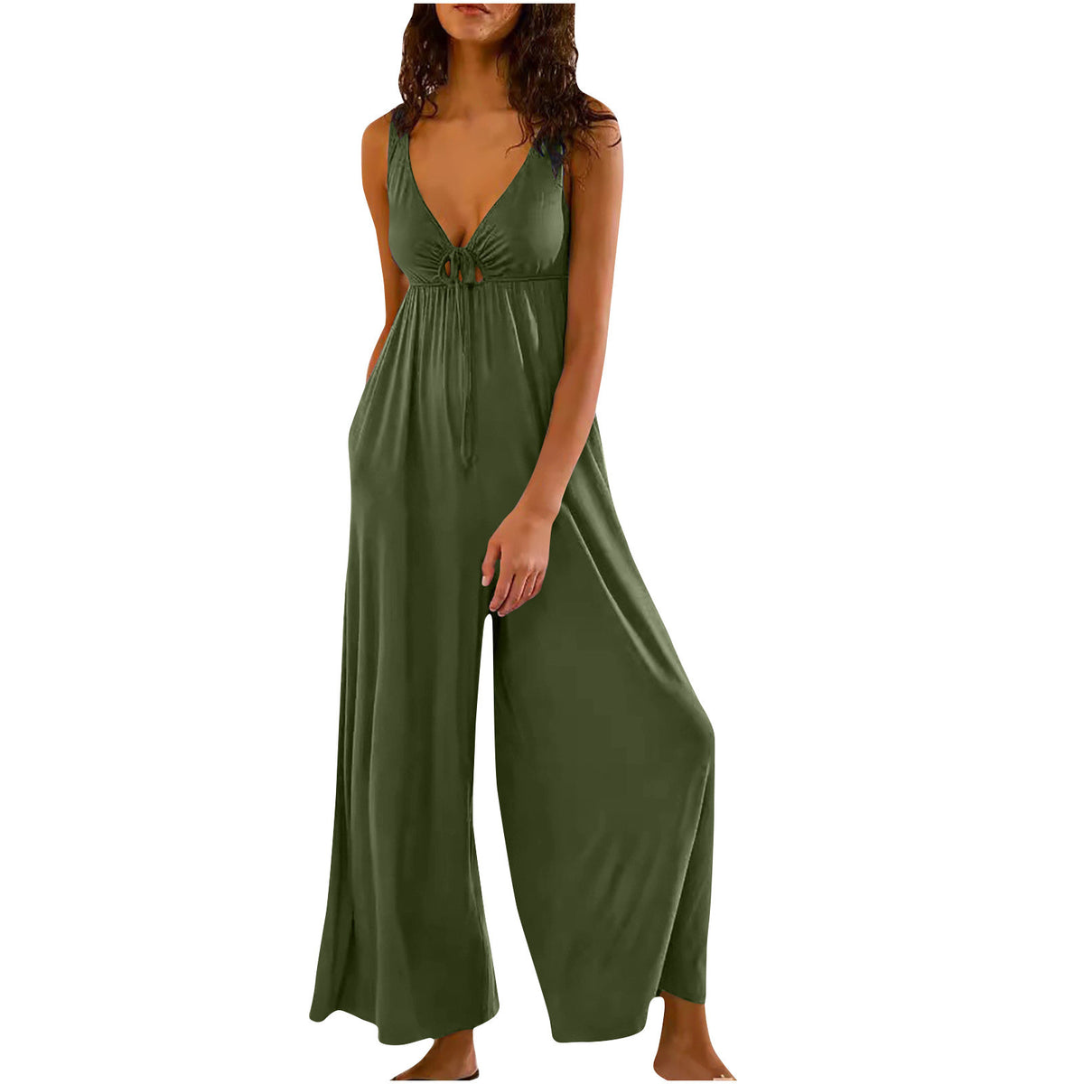 Elegant And Fashionable Wide-leg Pants With A Sexy Open-back V-neck – Premium 0 | RICALOUX