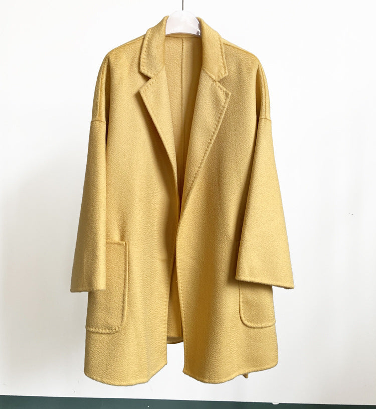 Mid-length Double-faced Wool Belted Coat by Ricaloux