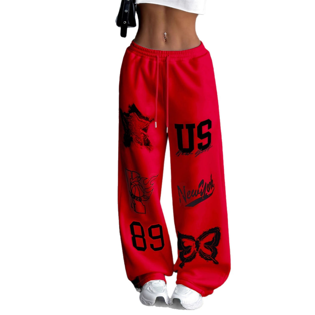 Printed Casual Loose-fit Wide-leg Pants Sweatpants – Premium 0 | RICALOUX