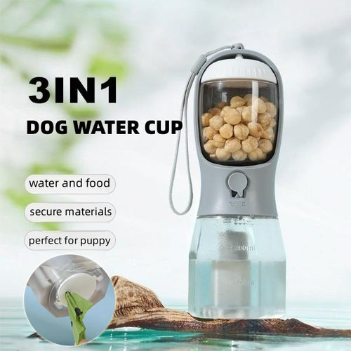 Dog Water Cup Drinking Food Garbage Bag Three-in-one Portable Small Multi-functional Pet Cups Pets Supplies by Ricaloux