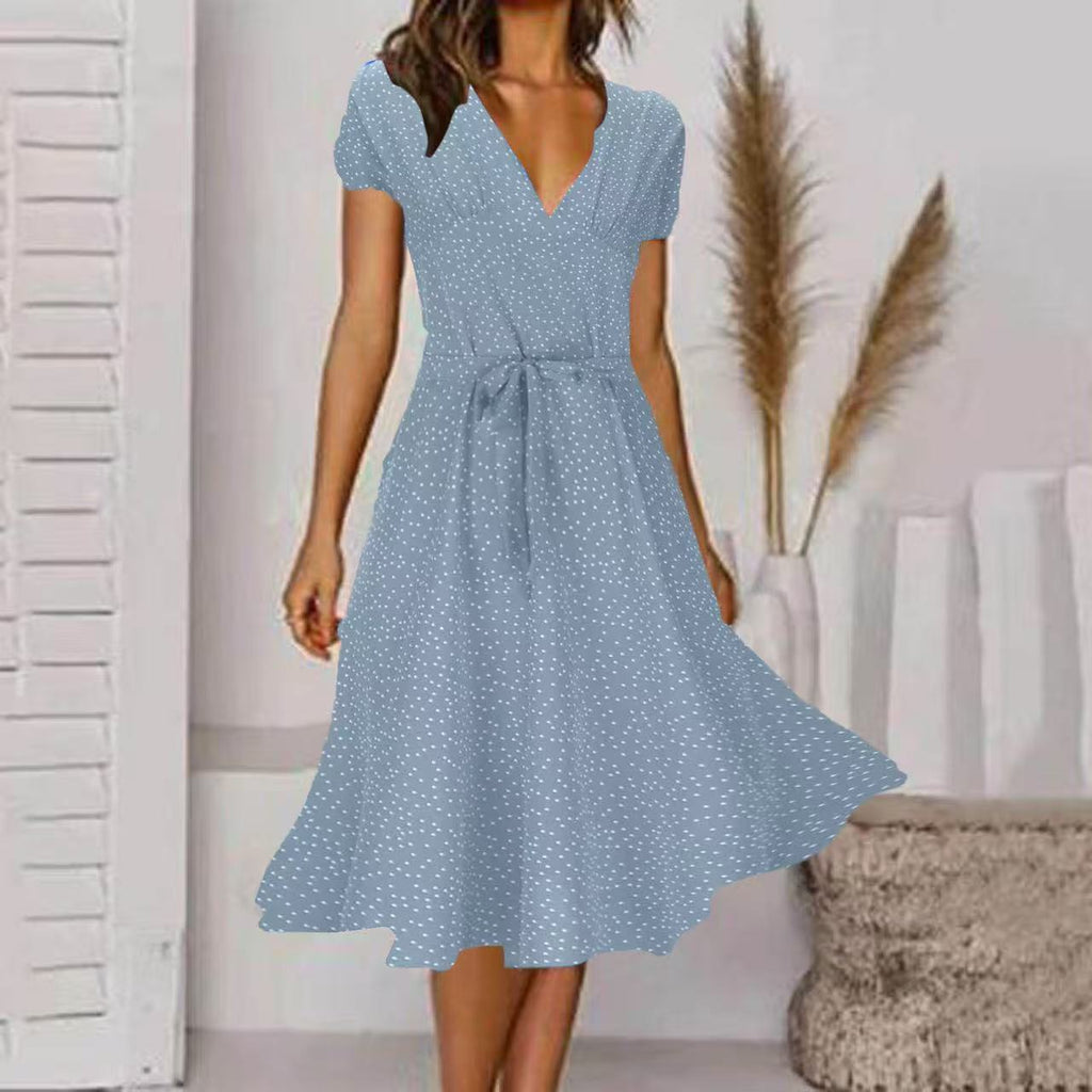 Womens Short-sleeve Chiffon Dress by Ricaloux