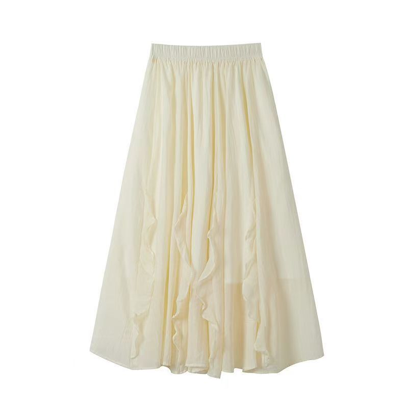 Womens French-style Irregular Ruffle Hem Designer Skirt by Ricaloux