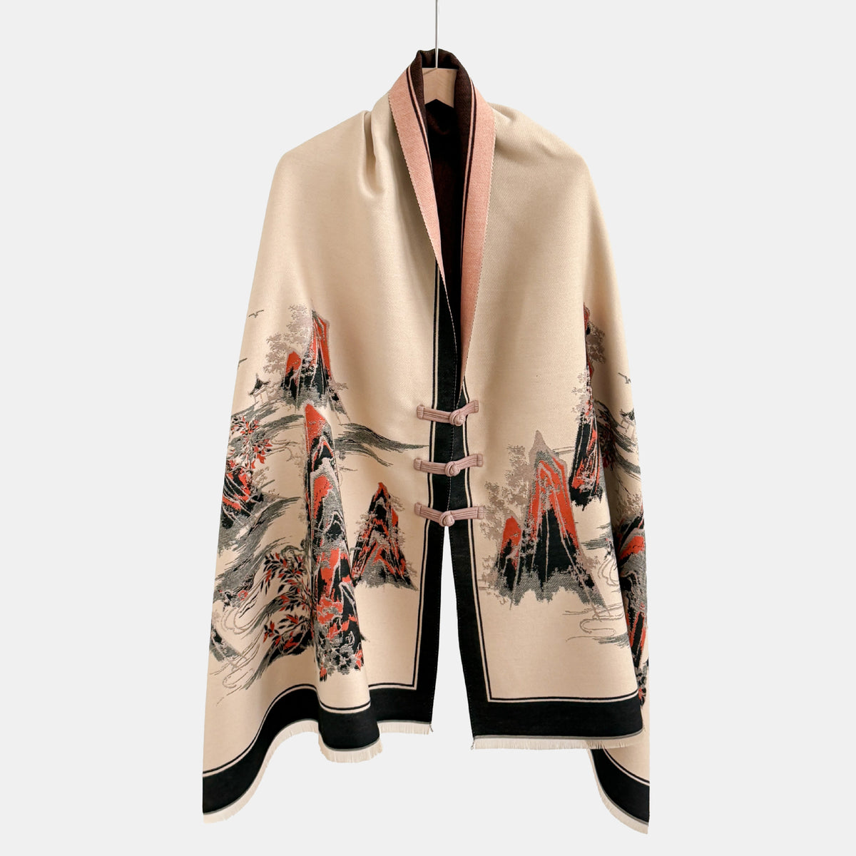 Vintage Knot-button Outerwear Jacquard Shawl – Premium 0 | RICALOUX