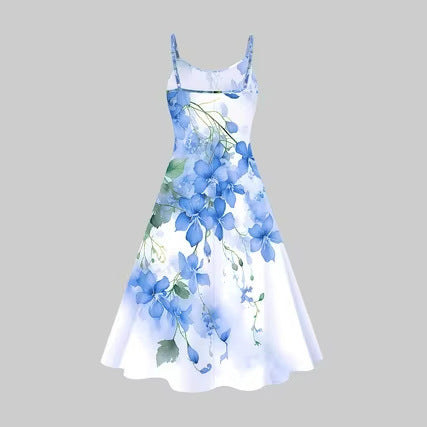 Two-piece V-neck Slip Dress With Digital Print by Ricaloux