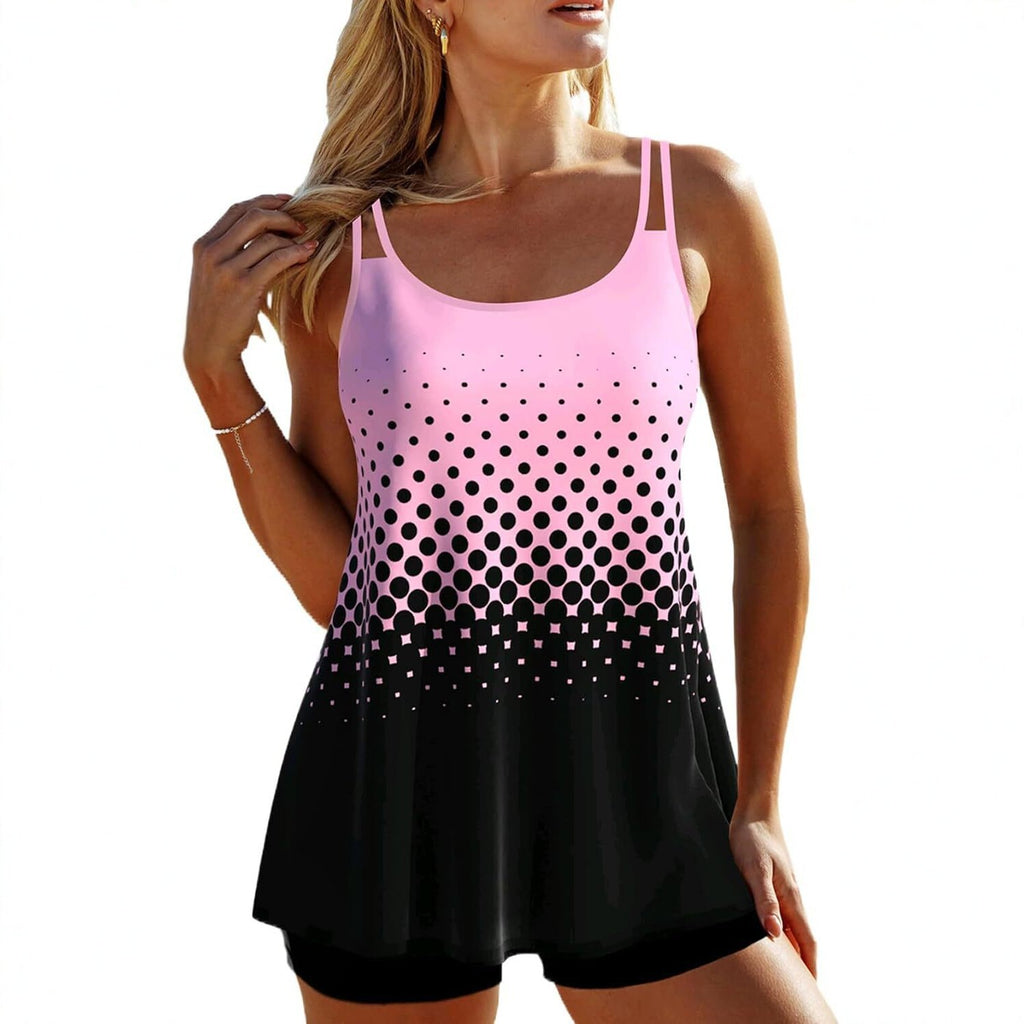 Ombre Polka-dot Strap Split Swimsuit by Ricaloux