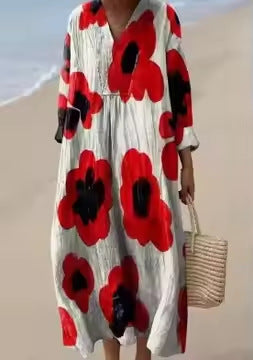 Retro-style Loose-fitting Beach Dress For Women by Ricaloux