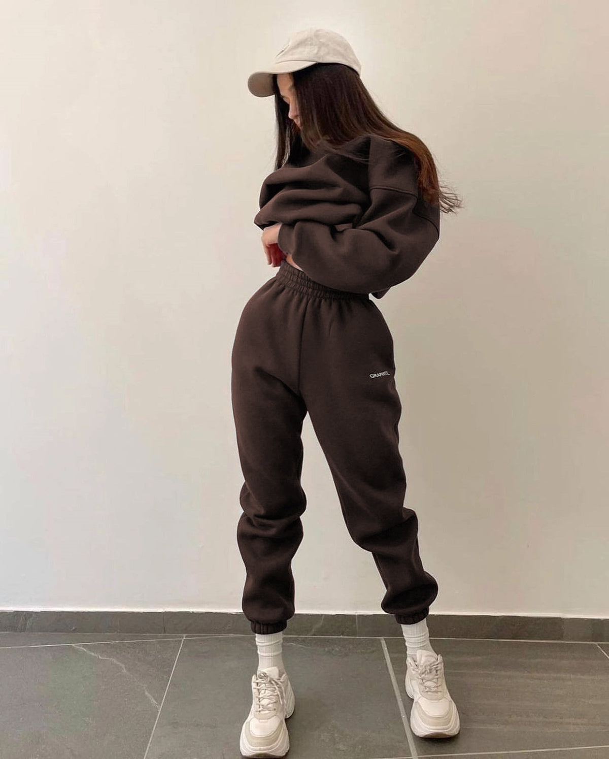 Fashionable And Versatile Embroidered Slim-fit Casual Sporty Two-piece Hoodie Set by Ricaloux