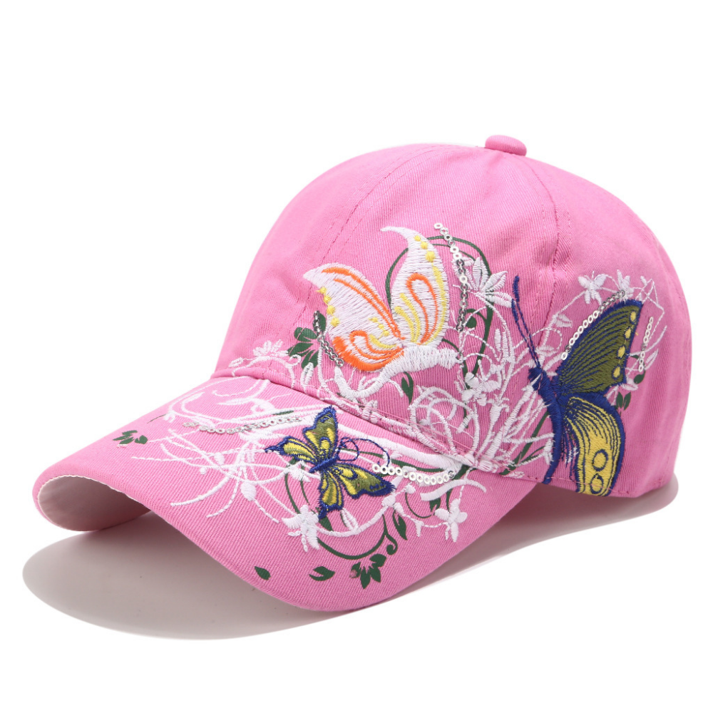 Summer Women's Embroidered Flower And Butterfly Sequin Fashion Trend Sun Hat For Outdoor Outings, Summer Shopping, Vacation - Versatile Hat by Ricaloux