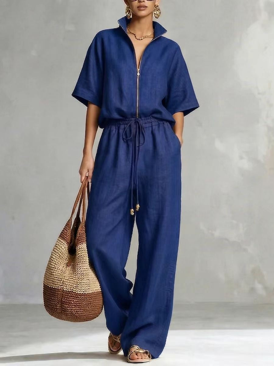 Womens Cotton-Linen Fashionable Casual Set by Ricaloux
