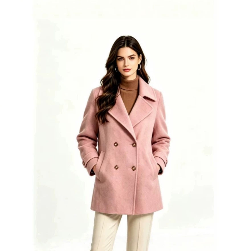 Womens Wool Coat With A Lapel And Buttons by Ricaloux