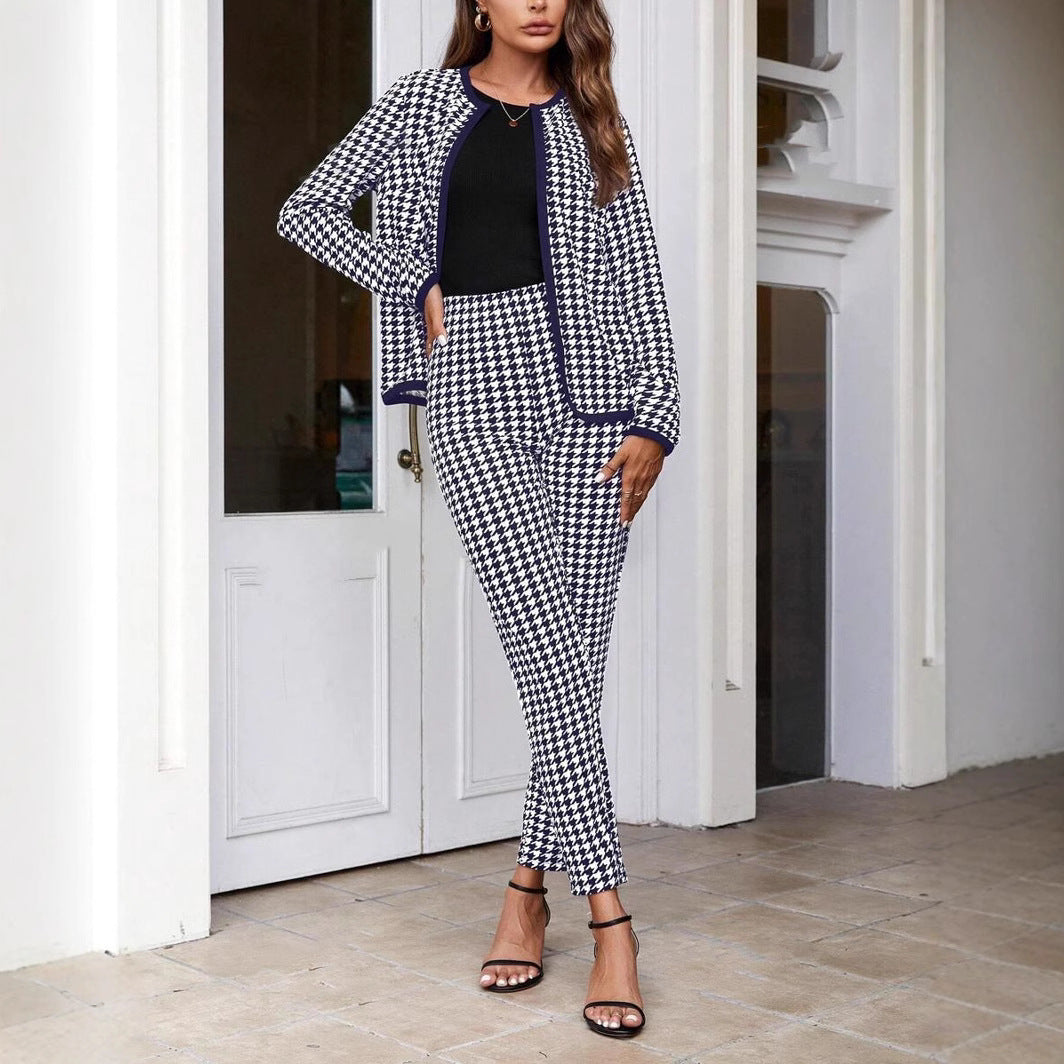 Womens Coat Cardigan And Leggings Two-piece Set by Ricaloux
