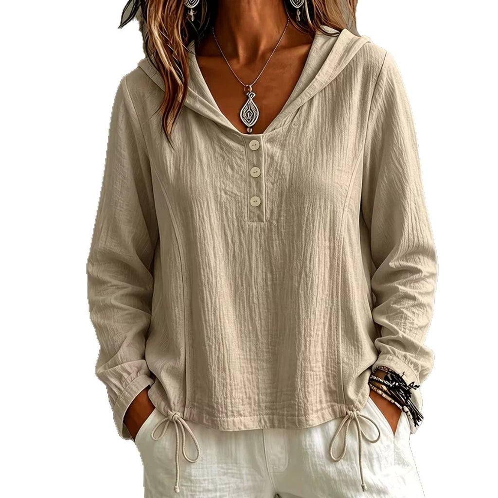 Casual Loose-fit Long-sleeve Hoodie by Ricaloux