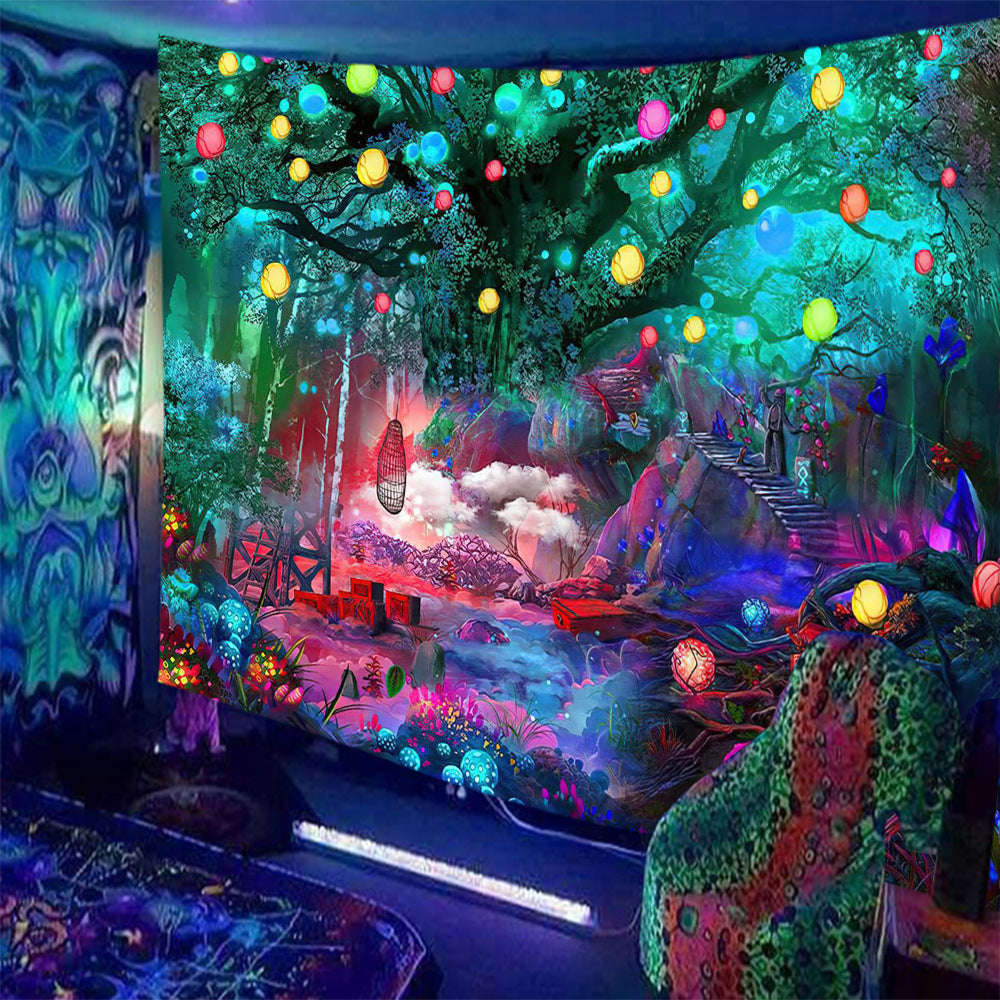 Skull Print Fluorescent Home Decor Tapestry by Ricaloux
