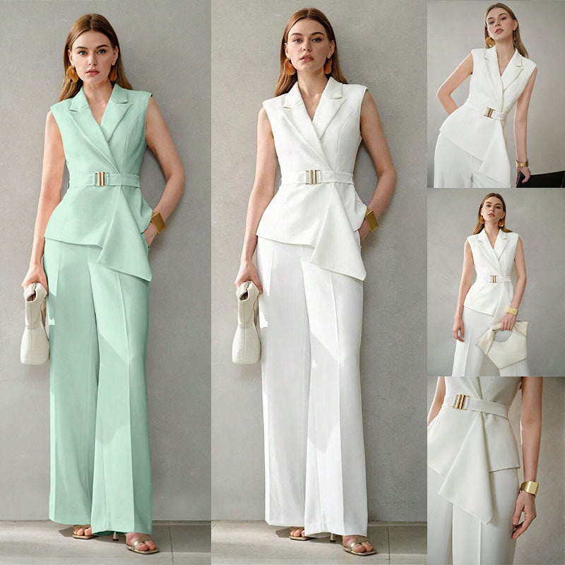 Womens Elegant And Fashionable Two-piece Set Of Top And Pants by Ricaloux