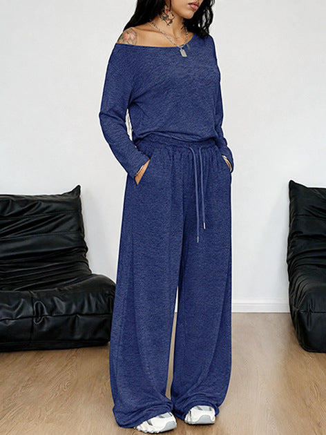 Womens Casual Loose-Fit Off-Shoulder Wide-Leg Pants Set – Premium 0 | RICALOUX