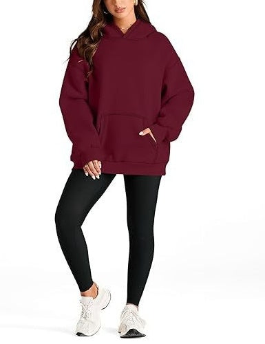 2026 New Arrival Womens Solid Color HoodieFashion Loose Casual Athletic Sweatshirt For Ladies by Ricaloux