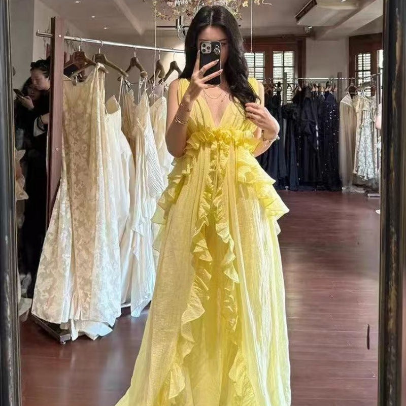 Yellow Beach Vacation Dress With A Resort Vibe – Premium 0 | RICALOUX