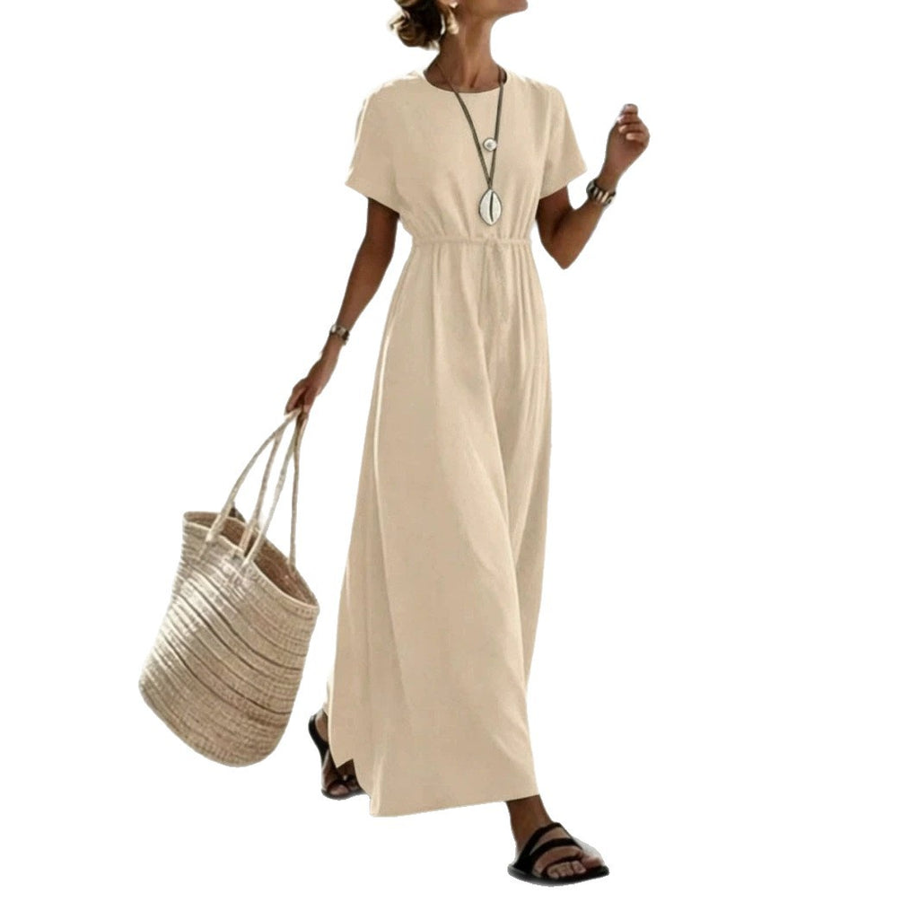 Womens Short-Sleeve Belted Resort Dress by Ricaloux