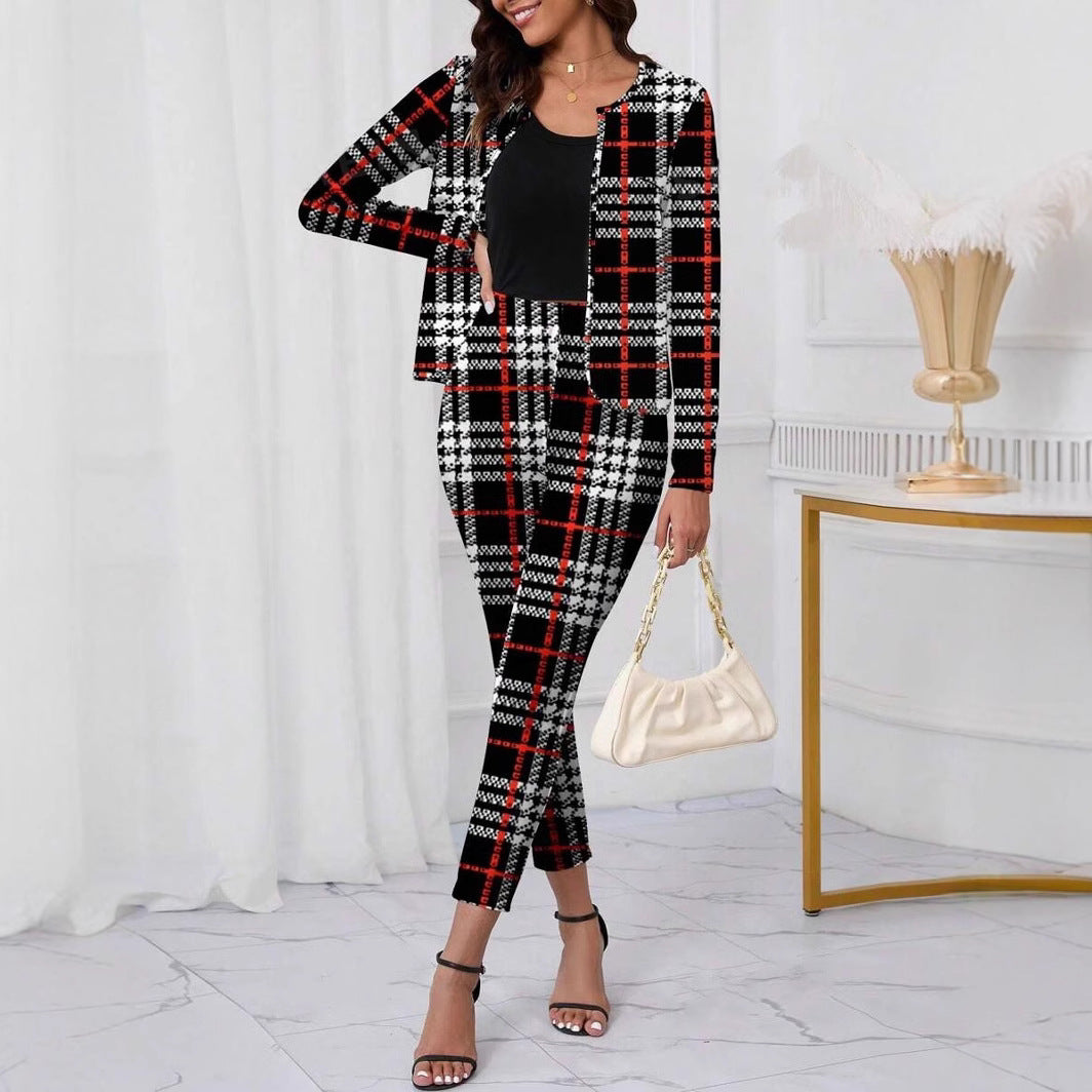 Womens Coat Cardigan And Leggings Two-piece Set by Ricaloux