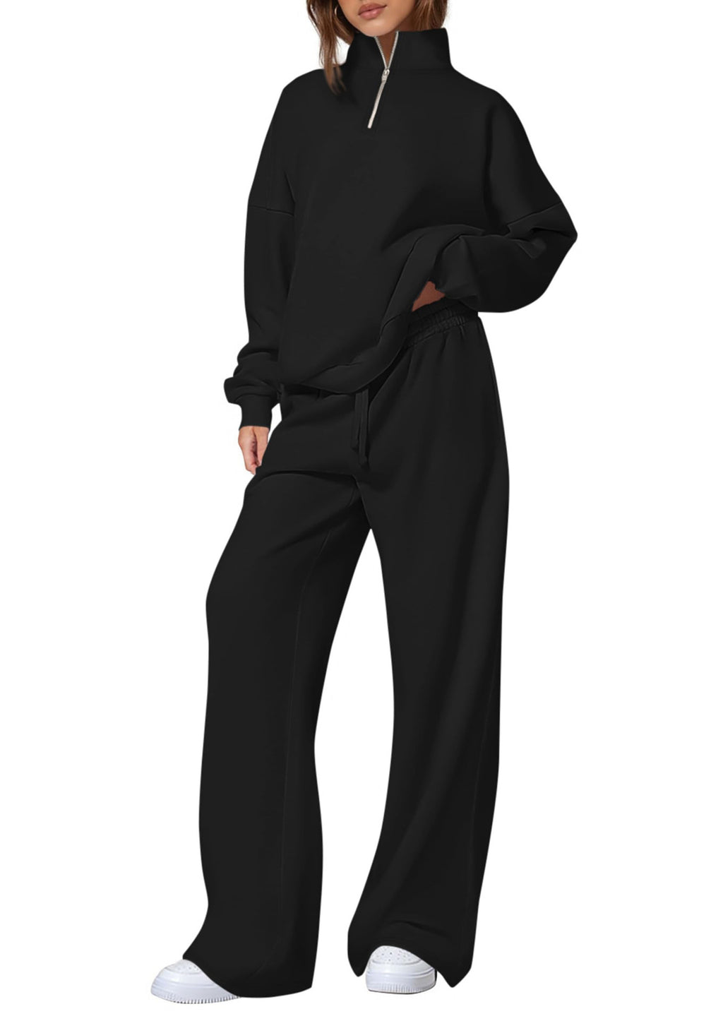 Springautumn Half-zip Sweatshirt And Straight-leg Pants Sportswear Travel Set by Ricaloux