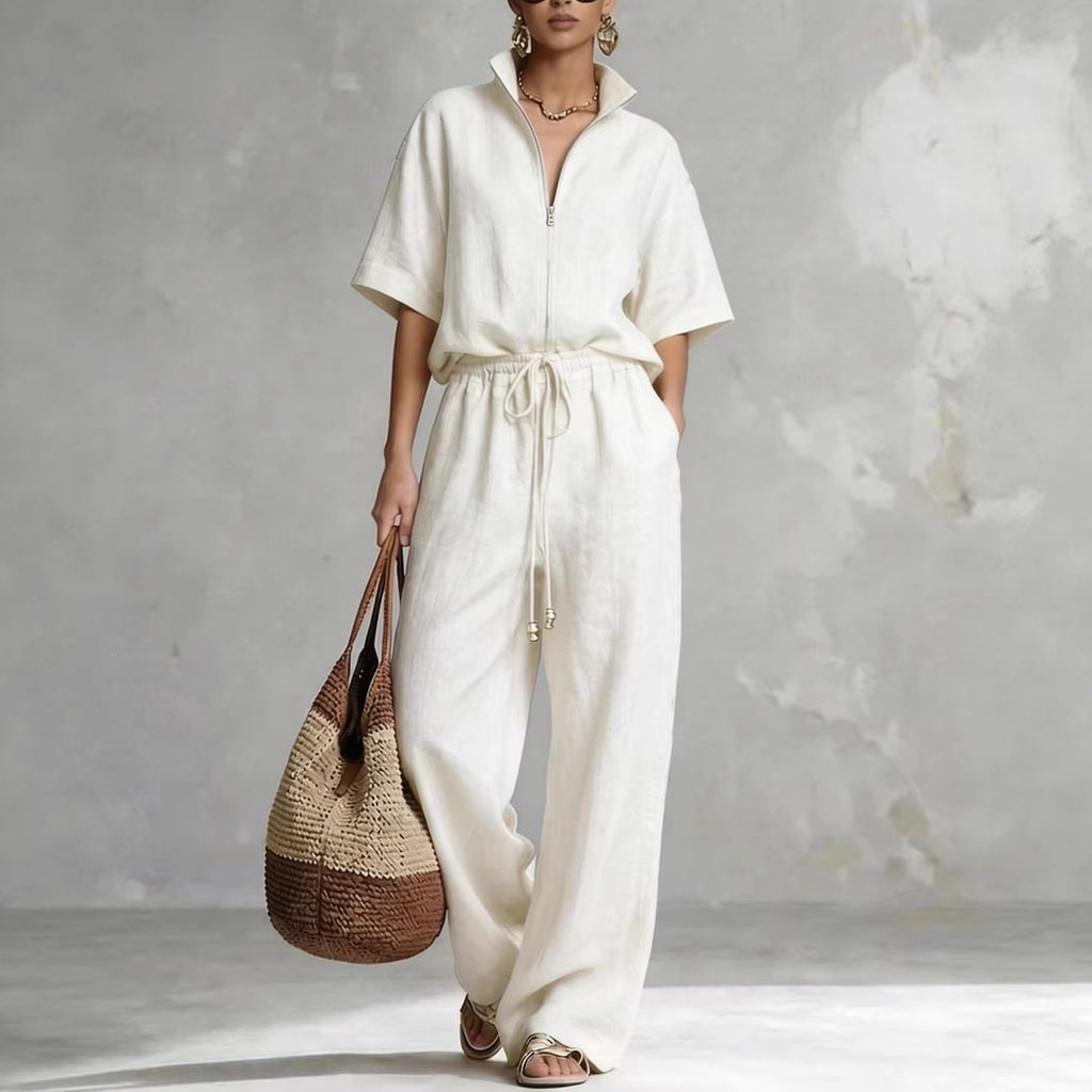 Womens Cotton-Linen Fashionable Casual Set by Ricaloux