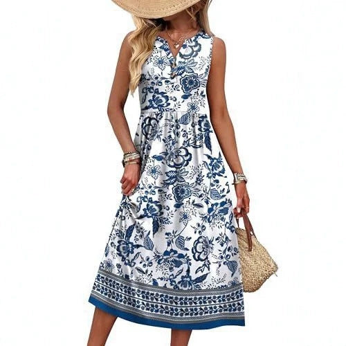 Printed A-line Casual Beach Holiday Dress by Ricaloux
