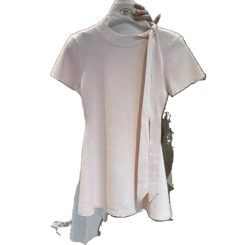 Bow-tie Lace-up Round-neck Short-sleeve Lightweight Dress – Premium 0 | RICALOUX