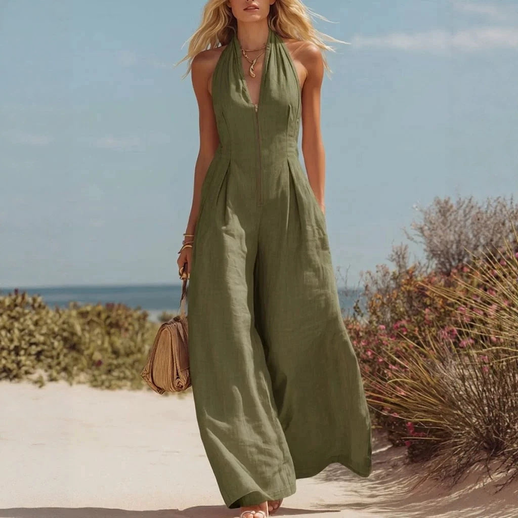 European And American Style Halter-neck Sleeveless Jumpsuit by Ricaloux