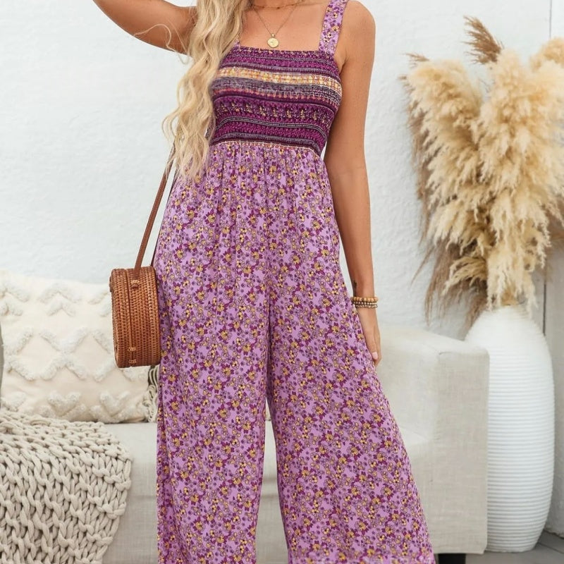 Women's Bohemian Strap Print Jumpsuit by Ricaloux