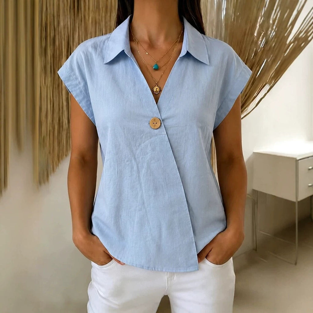 Loose-fitting Casual Lapel-button Top – Premium 0 | RICALOUX