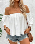 Womens Loose-fit Off-shoulder Short-sleeve Top by Ricaloux