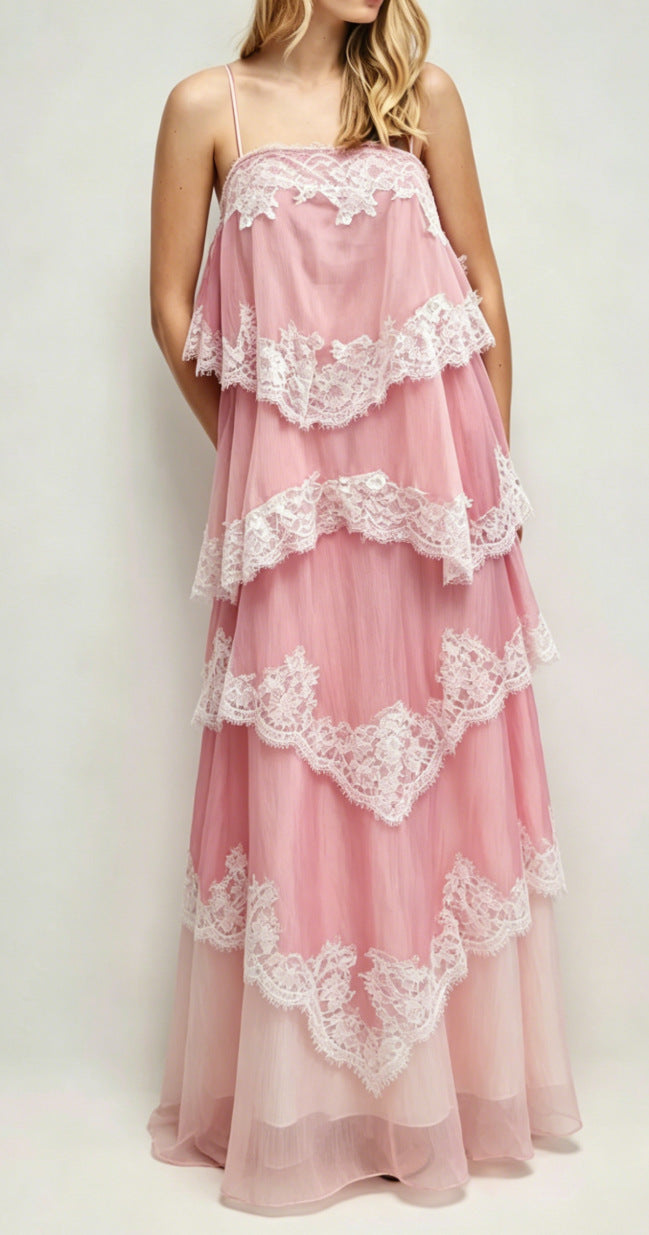 Women's Vintage Lace Ombre Strap Maxi Dress – Premium 0 | RICALOUX