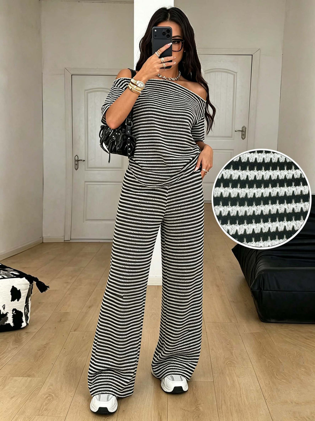 Slimming Casual Two-piece Set Top Wide-leg Trousers by Ricaloux